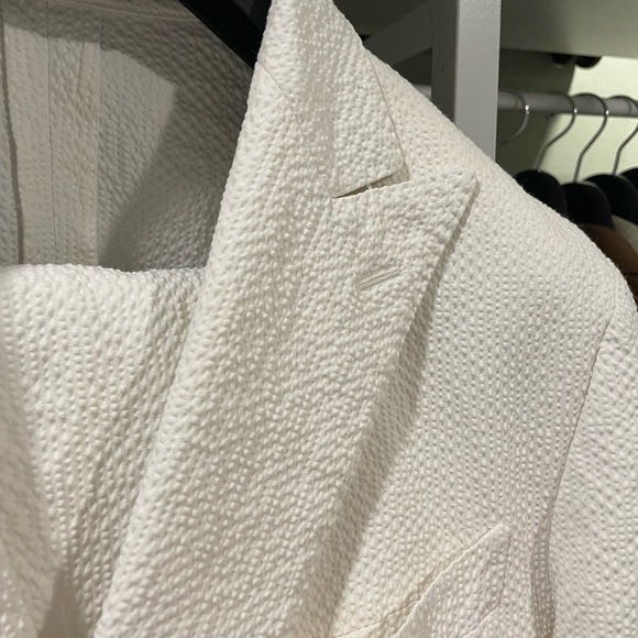 SUITSUPPLY White Double Breasted Seersucker Stretch Cotton Suit 40R Retail $799 - Picture 3 of 13